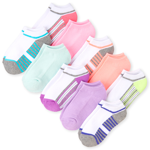 

Girls Neon Striped Ankle Socks 10-Pack - Multi - The Children's Place