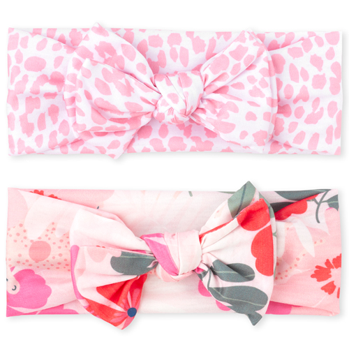 

Newborn Baby Floral Print Knotted Bow Headwrap 2-Pack - Multi - The Children's Place