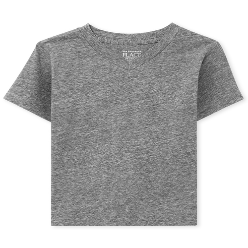 s Baby And Toddler Boys Short Sleeve Snow Jersey V Neck Top - Gray - The Children's Place