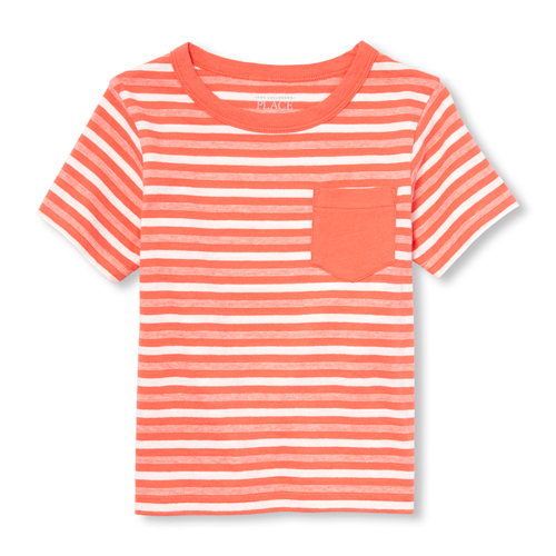 

s Baby And Toddler Boys Mix And Match Striped Pocket Top - Orange - The Children's Place