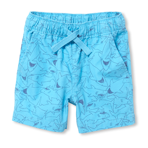 

Newborn Baby And Toddler Boys Shark Pull On Jogger Shorts - Blue - The Children's Place