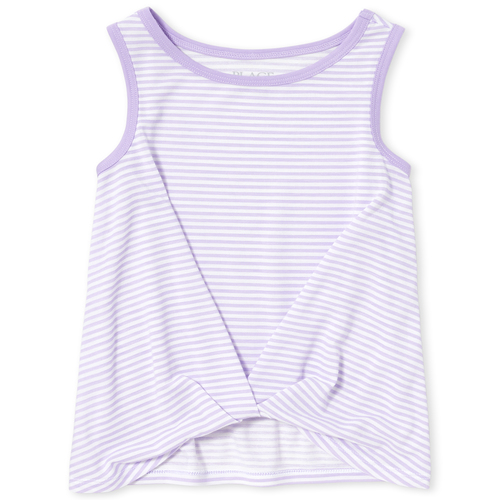 

Girls Striped Twist Front Tank Top - Purple - The Children's Place