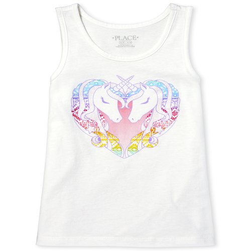 

Girls Mix And Match Glitter Tank Top - White - The Children's Place