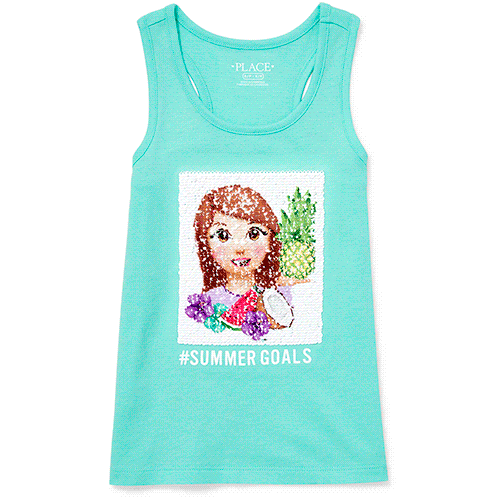

Girls Flip Sequin Racerback Tank Top - Blue - The Children's Place