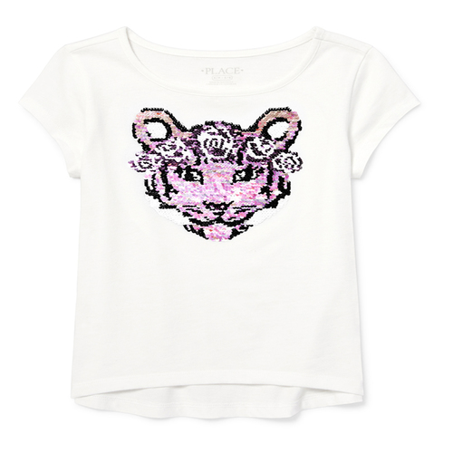 

Girls Flip Sequin Top - White - The Children's Place