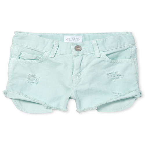 

s Distressed Denim Shortie Shorts - Blue - The Children's Place