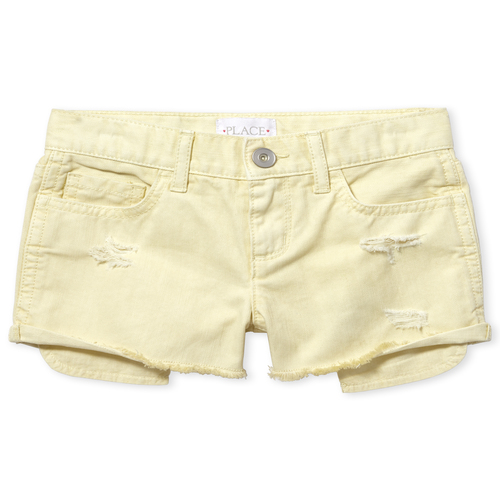 

s Distressed Denim Shortie Shorts - Yellow - The Children's Place