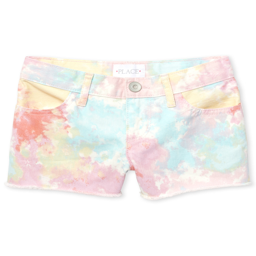 

s Tie Dye Denim Shortie Shorts - Pink - The Children's Place