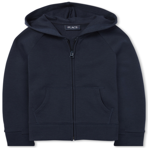 

Girls Uniform French Terry Zip Up Hoodie - Blue - The Children's Place