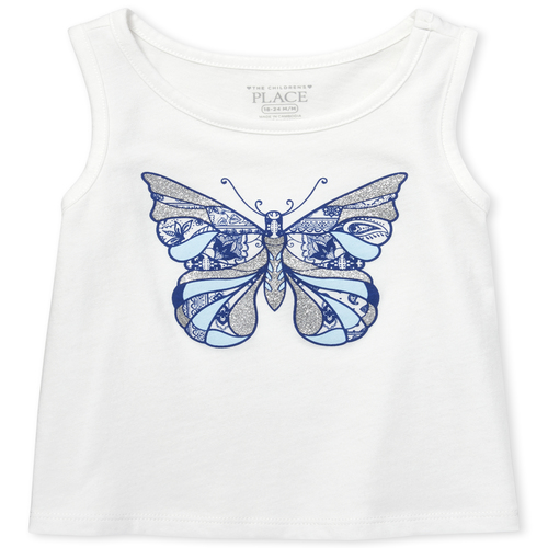 

s Baby And Toddler Matchables Glitter Graphic Tank Top - White - The Children's Place
