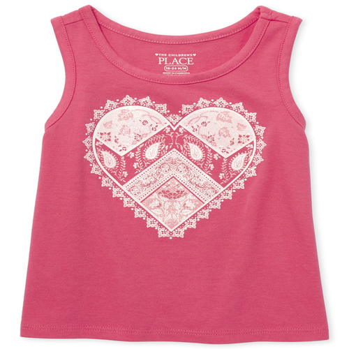

s Baby And Toddler Matchables Glitter Graphic Tank Top - Pink - The Children's Place