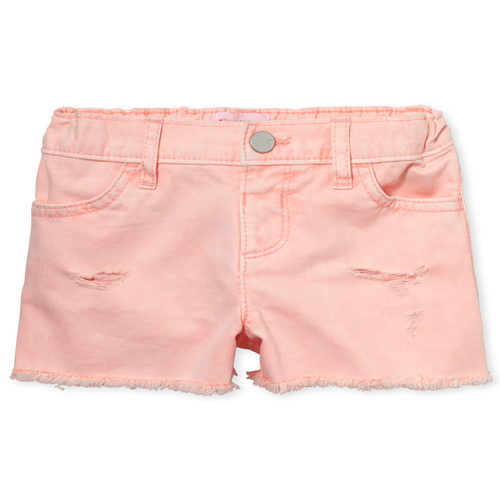 

Newborn Baby And Toddler Frayed Hem Distressed Denim Shortie Shorts - Pink - The Children's Place