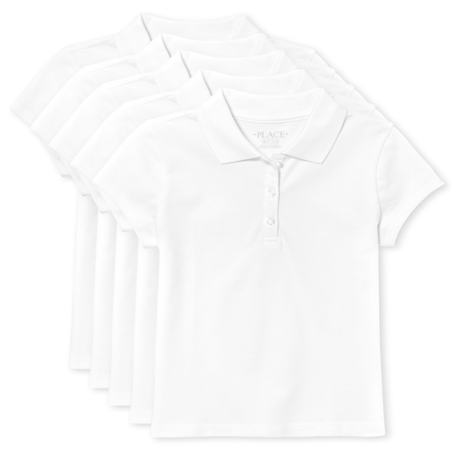 

s Uniform Pique Polo 5-Pack - White - The Children's Place