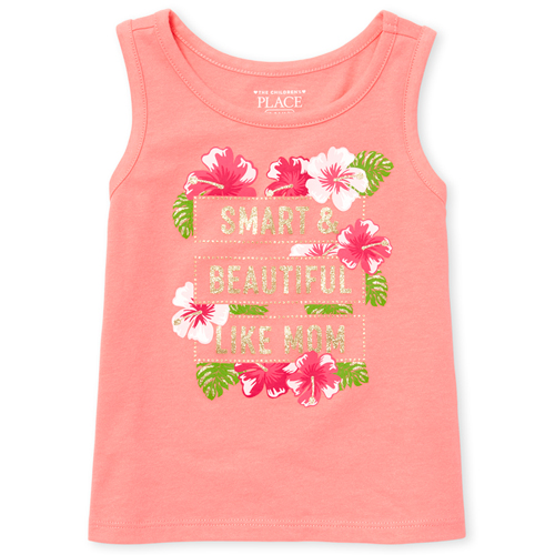 

s Baby And Toddler Matchables Glitter Graphic Tank Top - Pink - The Children's Place