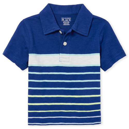 s Baby And Toddler Boys Striped Jersey Polo - Blue - The Children's Place