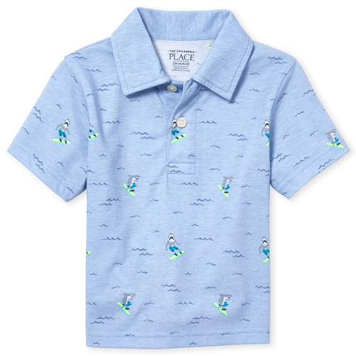 

s Baby And Toddler Boys Print Jersey Polo - Blue - The Children's Place