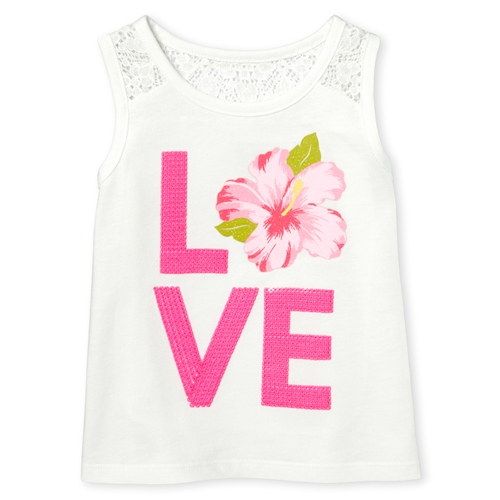 

s Baby And Toddler Lace Embellished Tank Top - White - The Children's Place