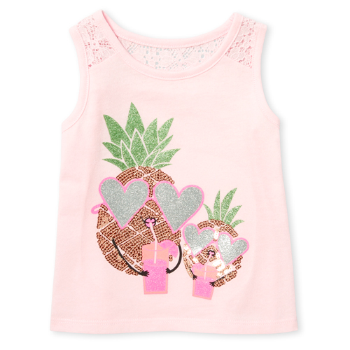 

s Baby And Toddler Lace Embellished Tank Top - Pink - The Children's Place