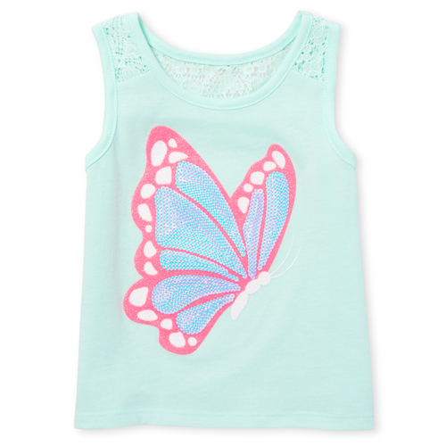 

s Baby And Toddler Lace Embellished Tank Top - Blue - The Children's Place