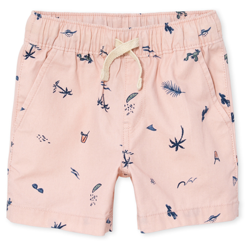

Newborn Baby And Toddler Boys Print Pull On Jogger Shorts - Pink - The Children's Place