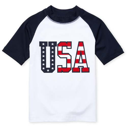 Boys Americana Short Raglan Sleeve 'USA' Graphic Rashguard