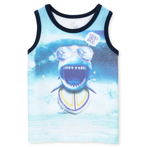 

s Baby And Toddler Boys Mix And Match Surf Shark Tank Top - White - The Children's Place