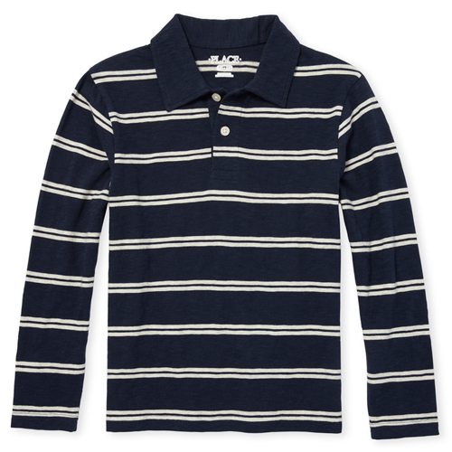 

Boys Boys Long Sleeve Striped Jersey Polo - Blue - The Children's Place