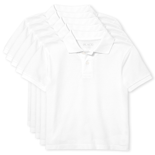 

s Boys Uniform Pique Polo 5-Pack - White - The Children's Place
