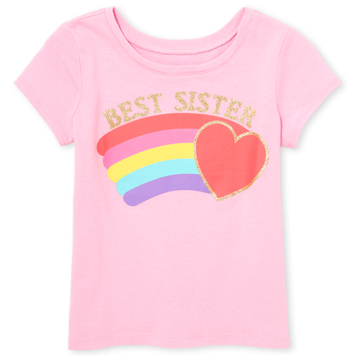 

s Baby And Toddler Glitter Sister Graphic Tee - Pink T-Shirt - The Children's Place