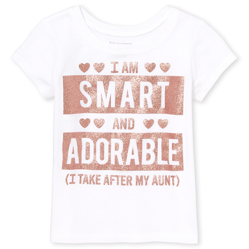 

s Baby And Toddler Glitter Aunt Graphic Tee - White T-Shirt - The Children's Place