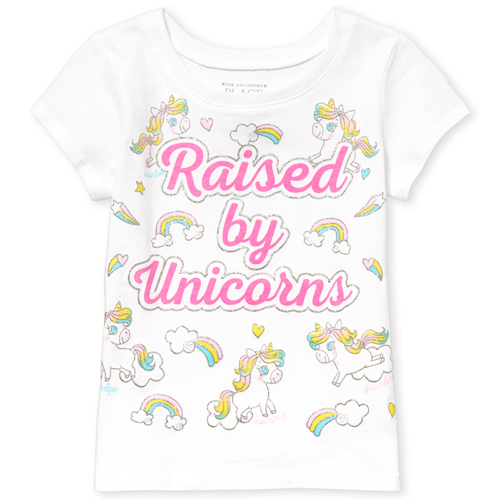 

s Baby And Toddler Glitter Unicorns Graphic Tee - White T-Shirt - The Children's Place