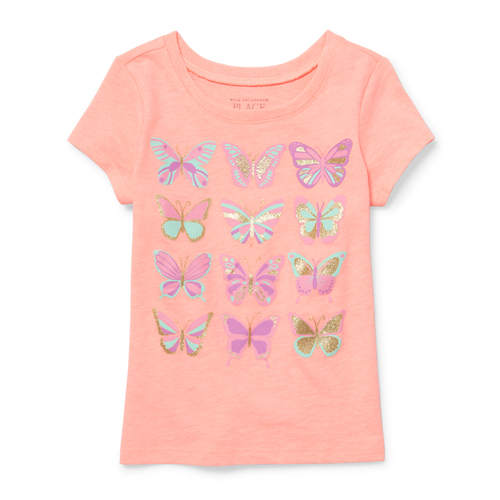 

s Baby And Toddler Glitter Butterfly Graphic Tee - Pink T-Shirt - The Children's Place