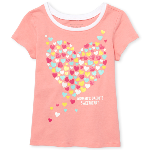 

s Baby And Toddler Glitter Mommy And Daddy Graphic Tee - Pink T-Shirt - The Children's Place