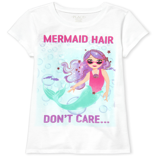 

s Glitter Mermaid Graphic Tee - White T-Shirt - The Children's Place