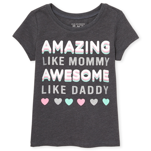 

s Baby And Toddler Glitter Amazing Mommy Graphic Tee - Gray T-Shirt - The Children's Place
