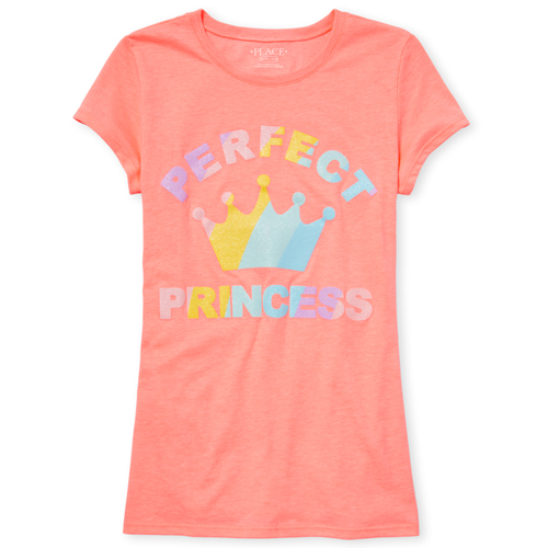 

s Glitter Princess Graphic Tee - Orange T-Shirt - The Children's Place