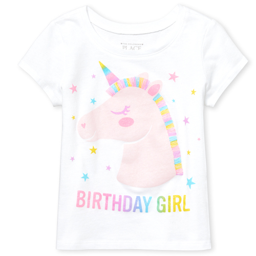 

s Baby And Toddler Glitter Birthday Unicorn Graphic Tee - White T-Shirt - The Children's Place