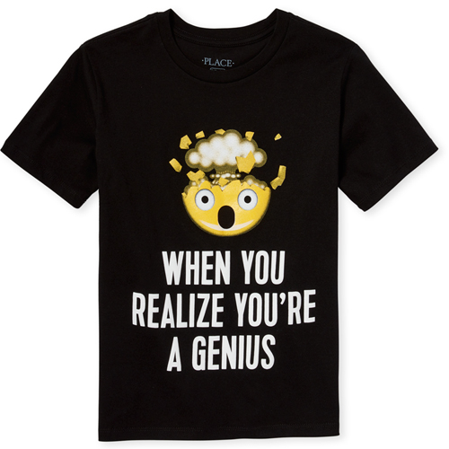 Boys Short Sleeve 'When You Realize You're A Genius' Emoji Graphic Tee