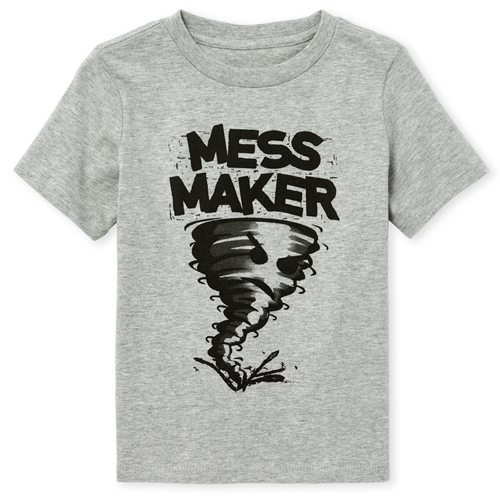 s Baby And Toddler Boys Mess Graphic Tee - Gray T-Shirt - The Children's Place