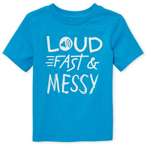 

s Baby And Toddler Boys Loud Fast Messy Graphic Tee - Blue T-Shirt - The Children's Place