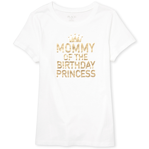 

s Womens Mommy And Me Birthday Princess Graphic Tee - White T-Shirt - The Children's Place