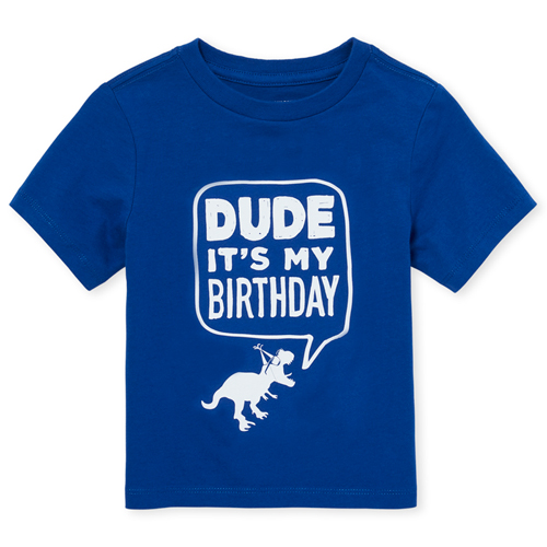 

s Baby And Toddler Boys Birthday Dino Graphic Tee - Blue T-Shirt - The Children's Place