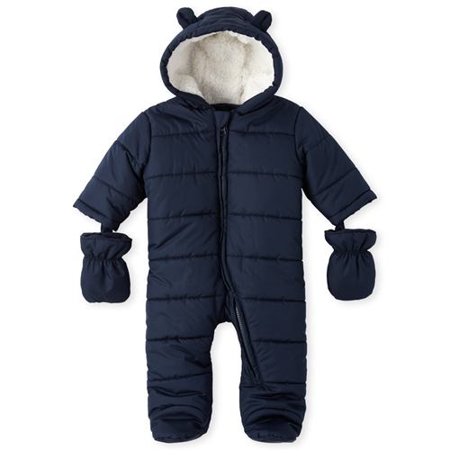 

Newborn Baby Boys Snowsuit And Mittens Set - Blue - The Children's Place