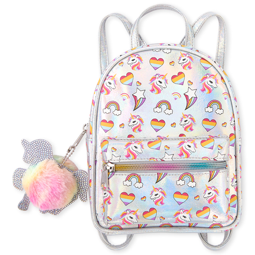 

Girls Unicorn Heart Holographic Mini Backpack - Metallic - The Children's Place