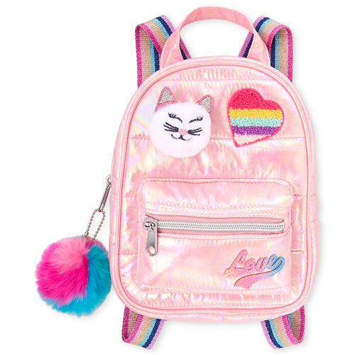 

Girls Rainbow Patch Quilted Mini Backpack - Pink - The Children's Place