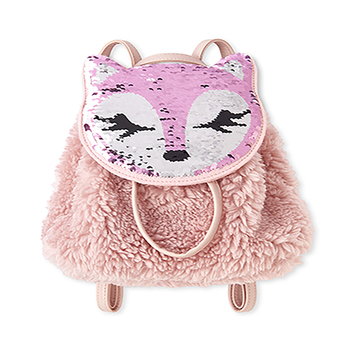 

Girls Flip Sequin Fox Faux Fur Mini Backpack - Pink - The Children's Place