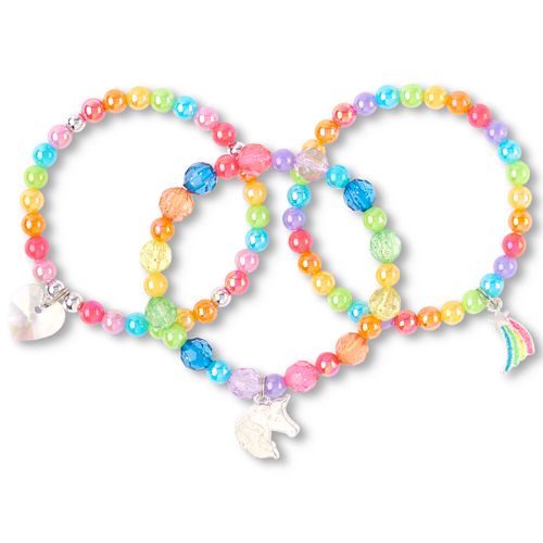

Girls Glitter Rainbow Unicorn Beaded Bracelet 3-Pack - Multi - The Children's Place