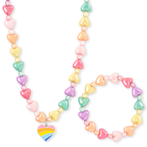 

Girls Rainbow Heart Beaded Necklace And Bracelet Set - Multi - The Children's Place