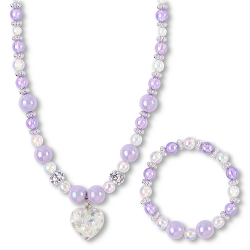 

Girls Beaded Heart Necklace And Bracelet Set - Multi - The Children's Place