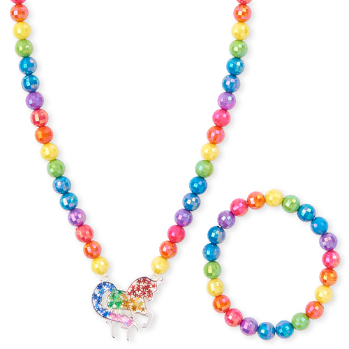 

Girls Rainbow Unicorn Beaded Necklace And Bracelet Set - Multi - The Children's Place